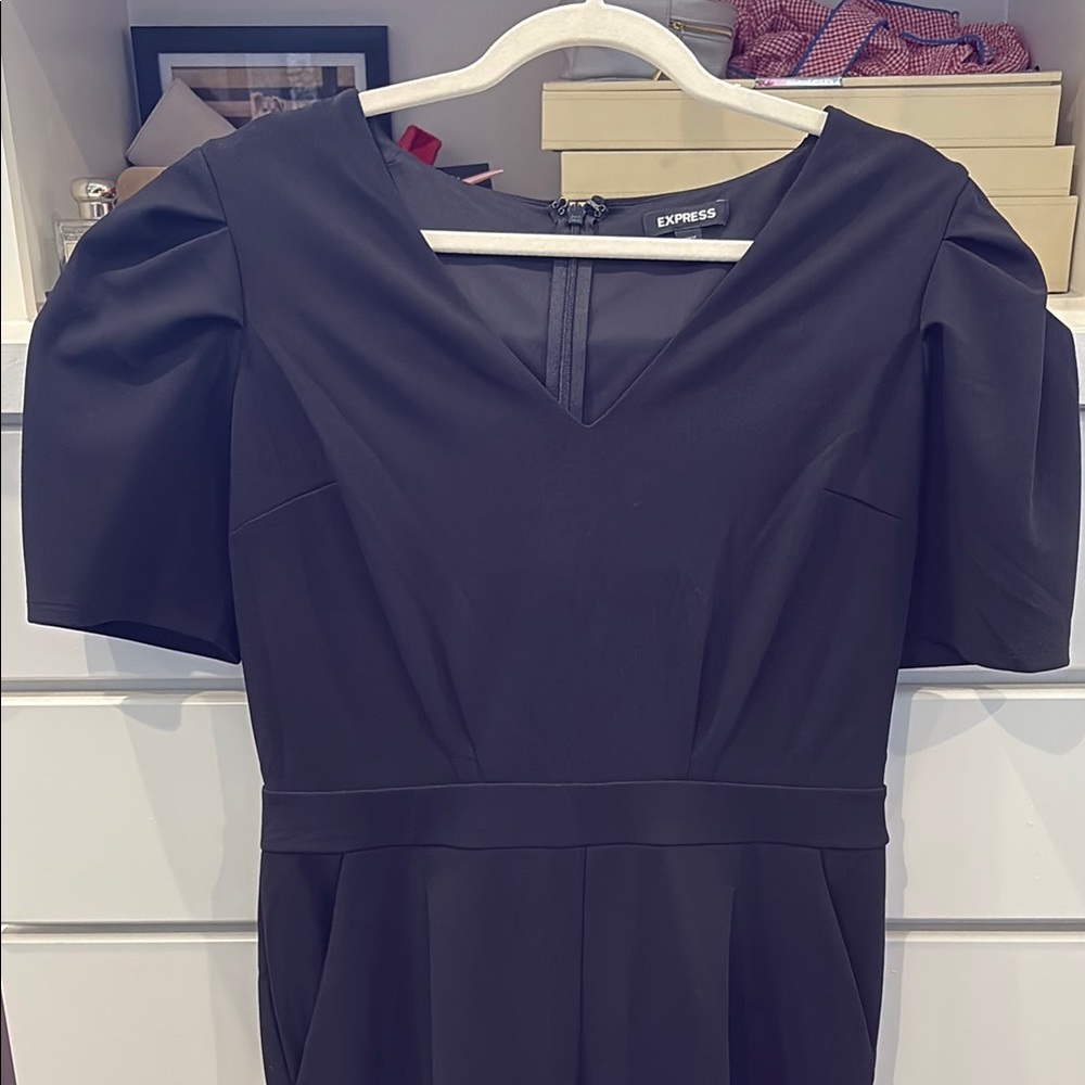 Express Black Puff Sleeve Jumpsuit